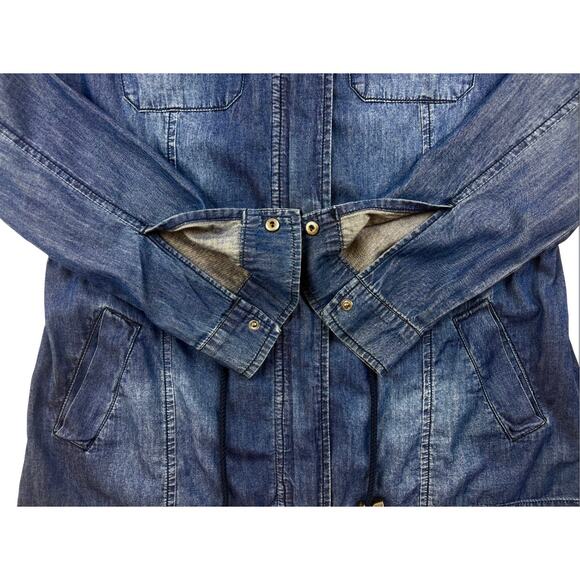 Ci Sono Adorak Jacket Drawstring Waist Blue Denim Cotton Tencel Pockets Sz Small - Picture 5 of 13